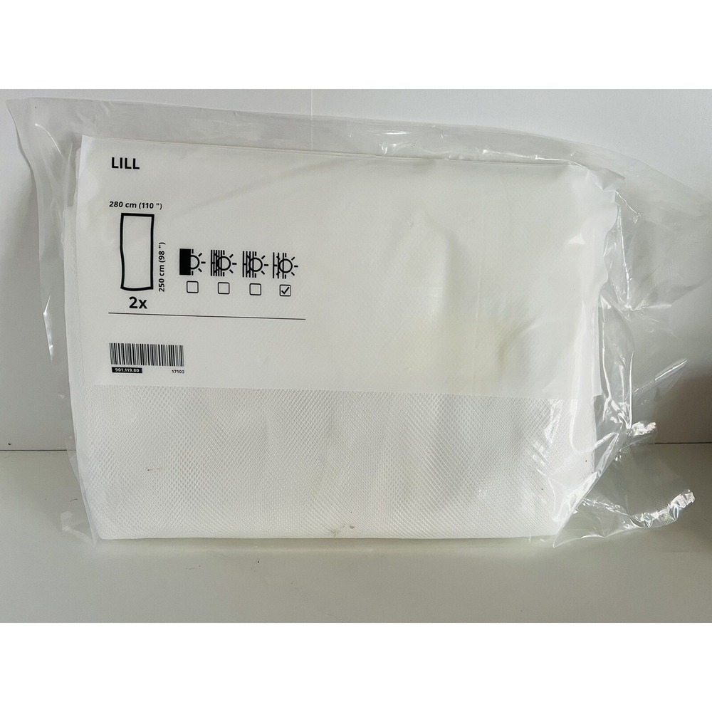 IKEA‎ Lill Pair White Mesh Curtain Panels 110 in x 98 in Fairy Dainty Canopy NEW